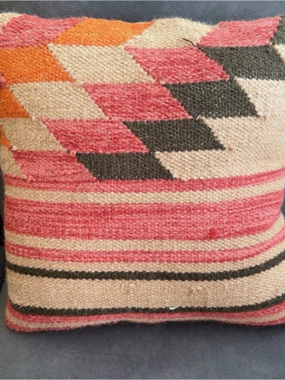 ❗️ 2 Handwoven Pink Geometric Accent Pillow